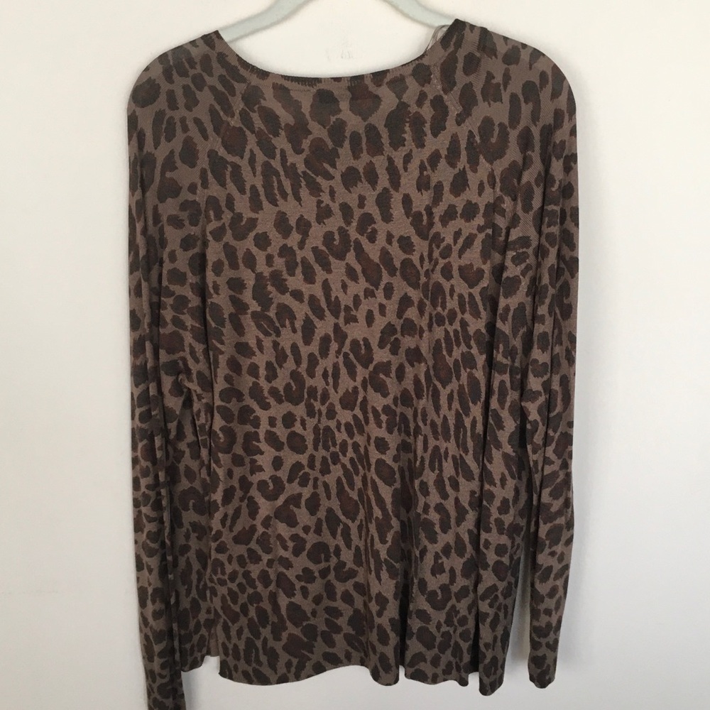ZARA Brown & Dark Brown Leopard Crewneck Top - Picture 3 of 5
